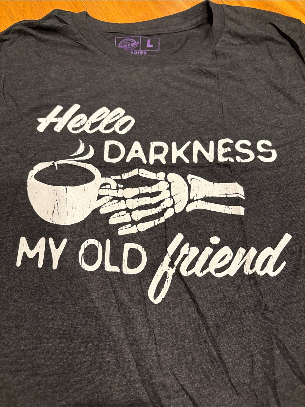 NWOT Crazy Dog T-Shirts Halloween "Hello Darkness My Old Friend" Graphic Tee - Picture 3 of 5